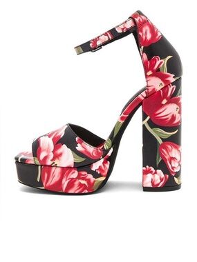 Jeffrey Campbell Red Tulip Mika Ankle Strap Platform Sandals - size 7.5